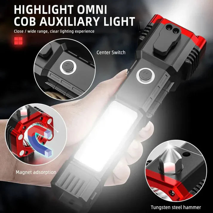 High Power LED Torch Light – Rechargeable Tactical Flashlight with Power Bank