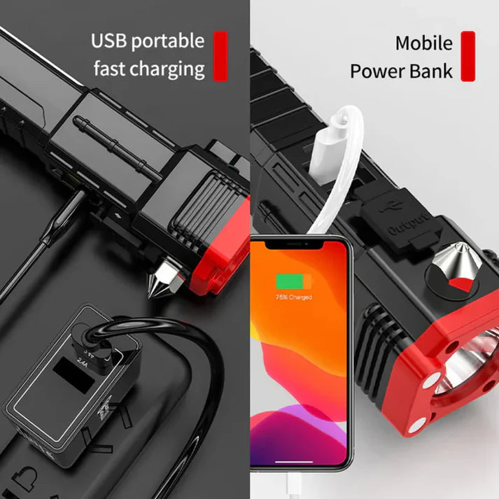 High Power LED Torch Light – Rechargeable Tactical Flashlight with Power Bank